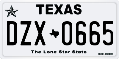 TX license plate DZX0665