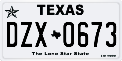 TX license plate DZX0673