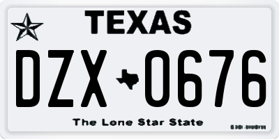 TX license plate DZX0676