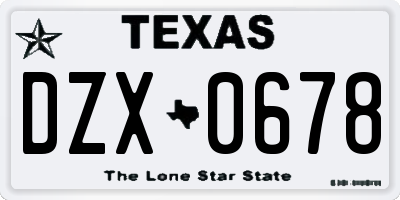 TX license plate DZX0678