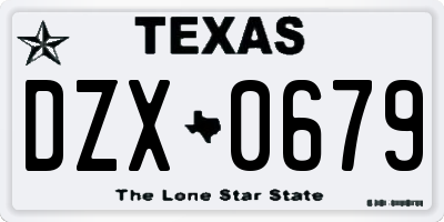 TX license plate DZX0679