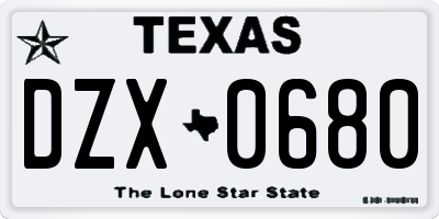 TX license plate DZX0680