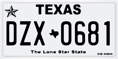 TX license plate DZX0681