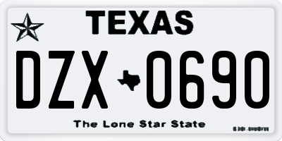 TX license plate DZX0690