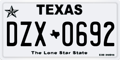TX license plate DZX0692