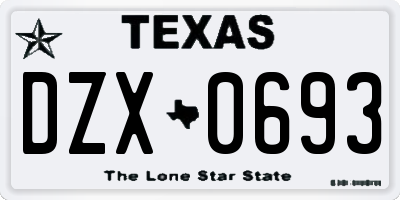 TX license plate DZX0693
