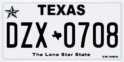 TX license plate DZX0708