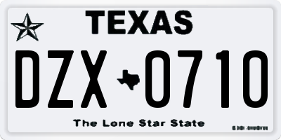 TX license plate DZX0710