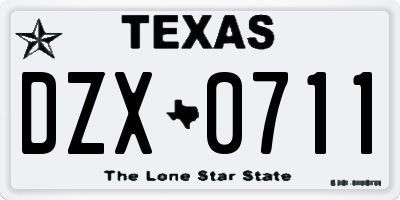 TX license plate DZX0711