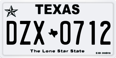 TX license plate DZX0712