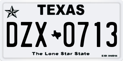 TX license plate DZX0713
