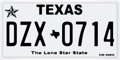 TX license plate DZX0714