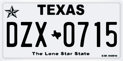 TX license plate DZX0715