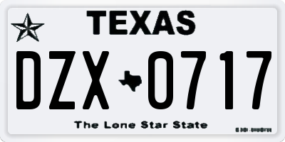 TX license plate DZX0717