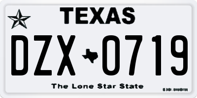 TX license plate DZX0719