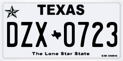 TX license plate DZX0723
