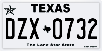 TX license plate DZX0732