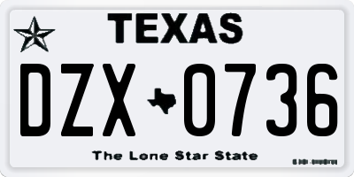 TX license plate DZX0736