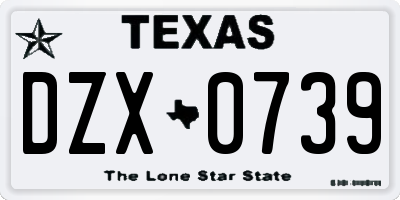 TX license plate DZX0739