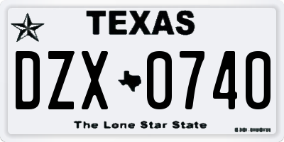 TX license plate DZX0740