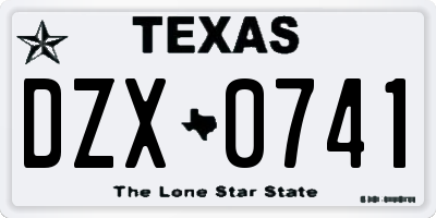 TX license plate DZX0741