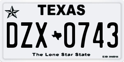 TX license plate DZX0743