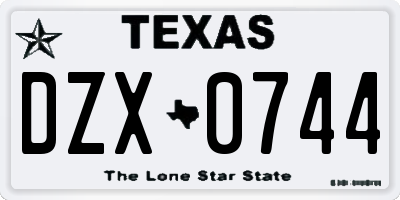 TX license plate DZX0744