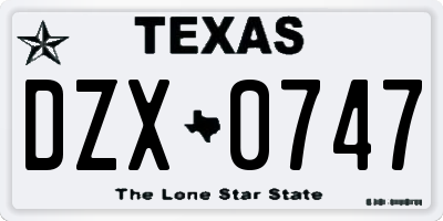 TX license plate DZX0747