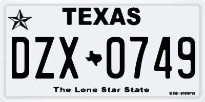 TX license plate DZX0749