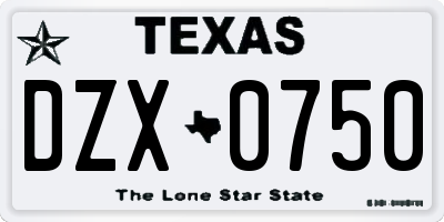 TX license plate DZX0750