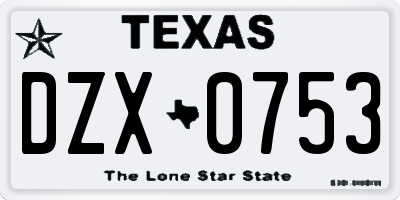 TX license plate DZX0753