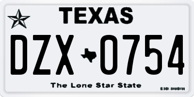 TX license plate DZX0754