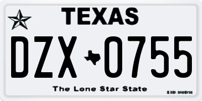 TX license plate DZX0755
