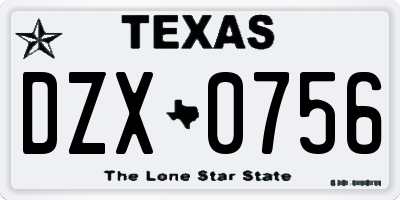 TX license plate DZX0756