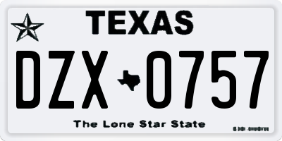 TX license plate DZX0757