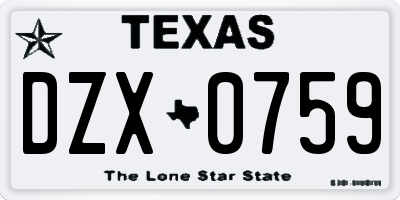 TX license plate DZX0759