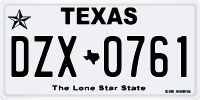TX license plate DZX0761