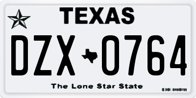 TX license plate DZX0764