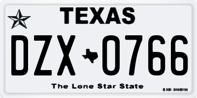 TX license plate DZX0766
