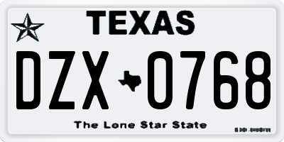 TX license plate DZX0768