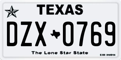 TX license plate DZX0769