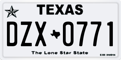 TX license plate DZX0771