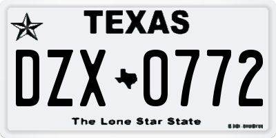 TX license plate DZX0772