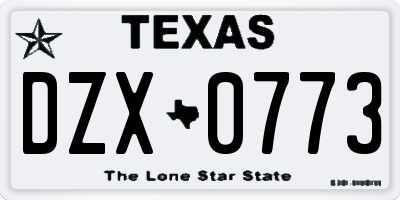 TX license plate DZX0773