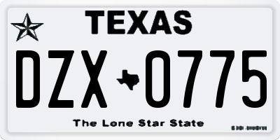 TX license plate DZX0775