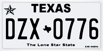 TX license plate DZX0776