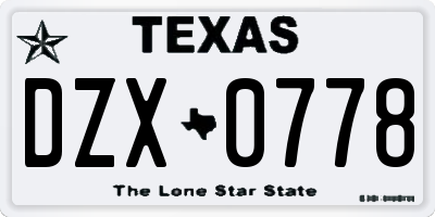 TX license plate DZX0778