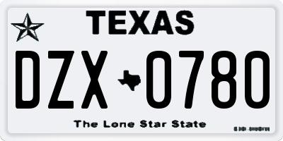 TX license plate DZX0780