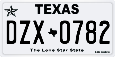TX license plate DZX0782