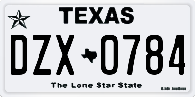TX license plate DZX0784